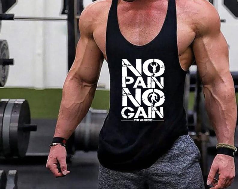 Active Armor Elite "No Pain No Gain" Stringer Tank | Black - Active ArmorFit